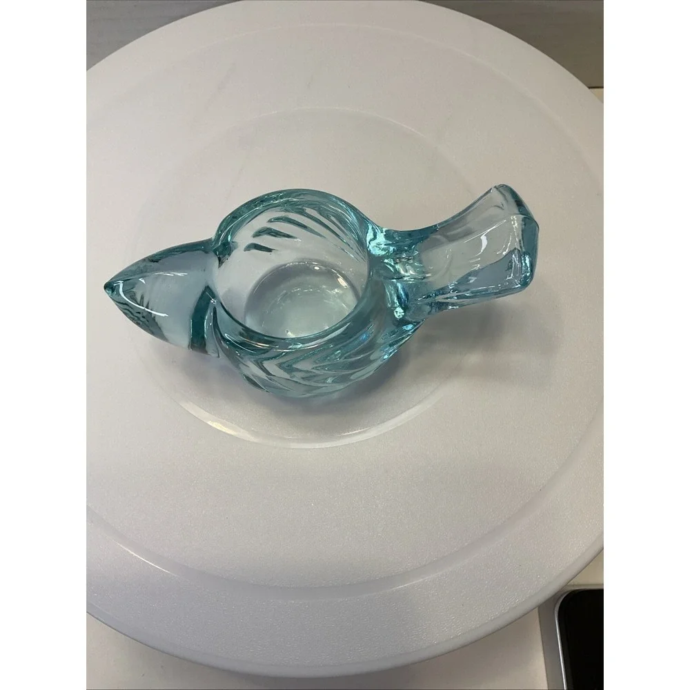 Art Glass Blown Blue Bird Votive/candle Holder Turquoise Spring Summer Decor‎